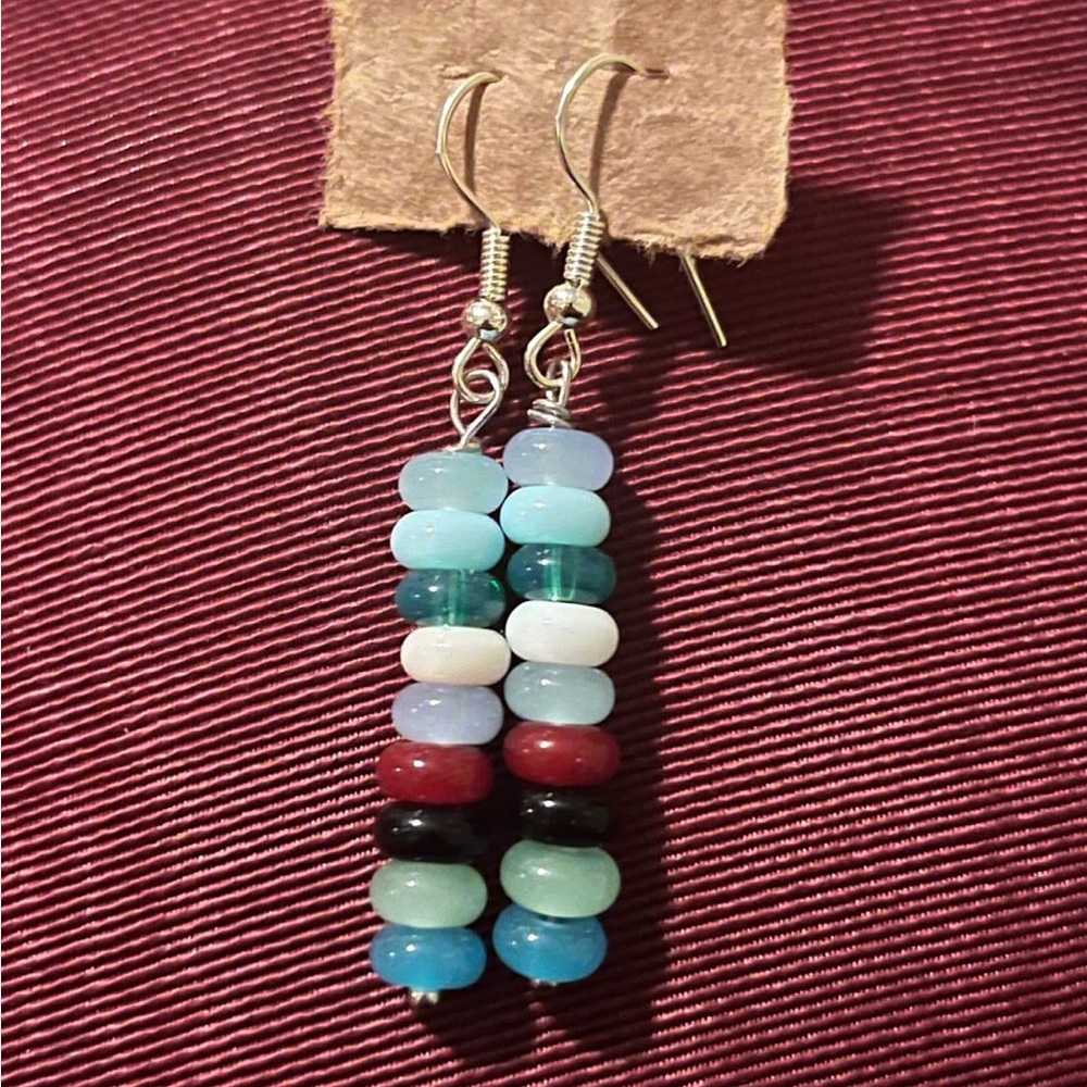 Handmade Multicolor Glass Bead Drop Earrings
